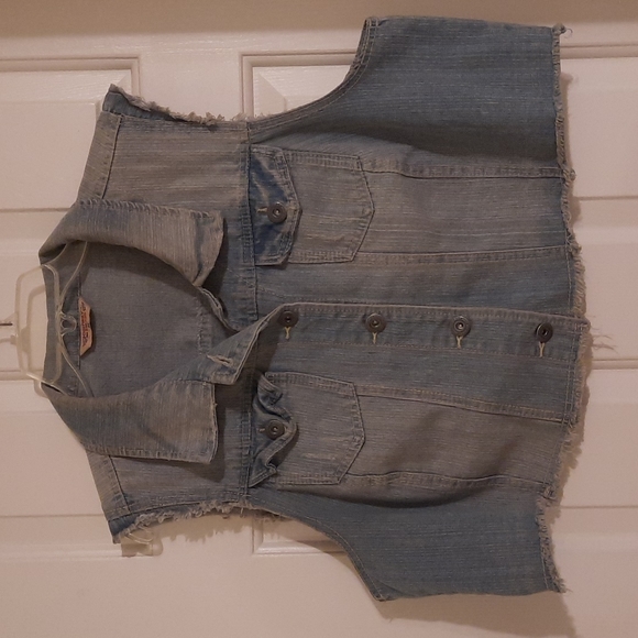 Sparkle, denim, roses, Vest 2x or great as oversize vest for l/xl rock n roll - Picture 6 of 8